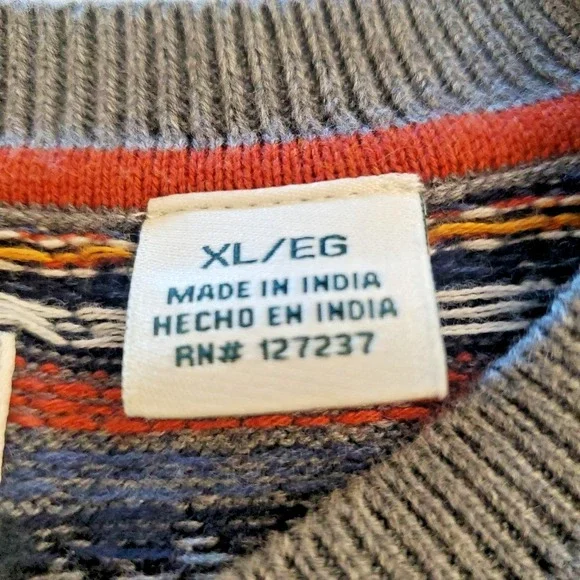 Southern Pines Fair Isle Knit Crewneck Sweater Men's XL Gray Red Multicolor - Picture 4 of 10